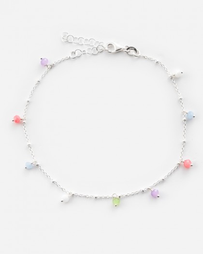 Pulsera Tobillera Colors Plata