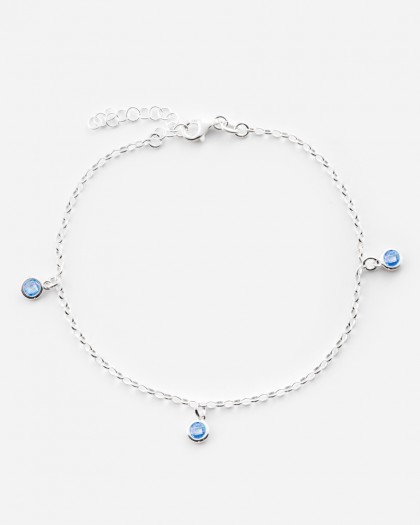 Pulsera Tobillera Agua marina Plata